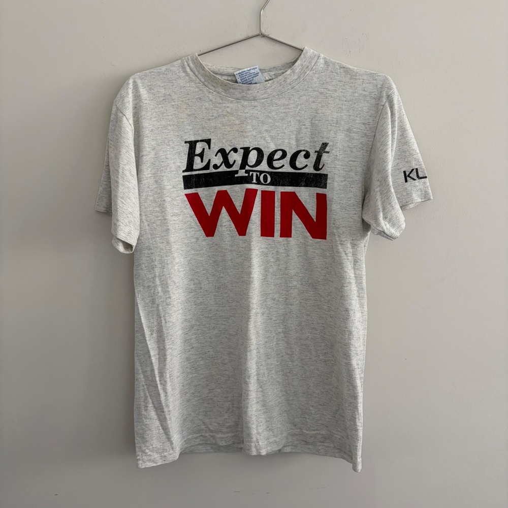 Vintage All Sport Proweight Expect to Win Graphic T-Shirt Grey Mens M